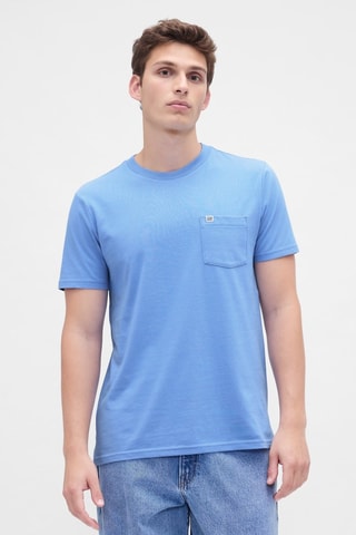 T-shirt straight in cotone bio - Celeste