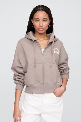 Felpa in pile con cappuccio - Taupe
