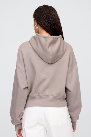 Felpa in pile con cappuccio - Taupe