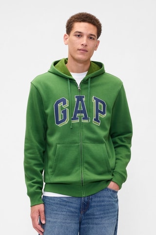 Felpa in pile con cappuccio - Verde scuro