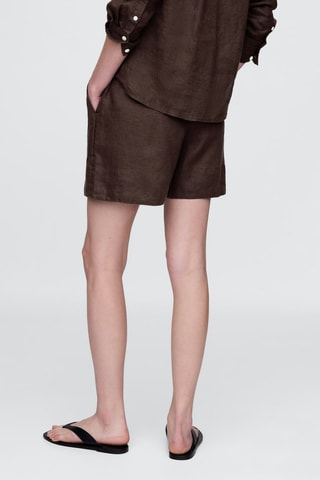 Shorts relaxed in lino - Marrone scuro