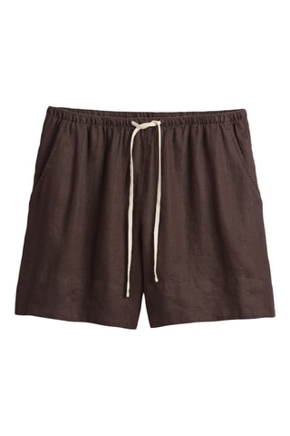 Shorts relaxed in lino - Marrone scuro