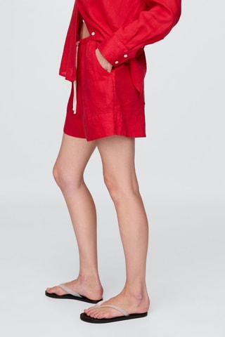 Shorts relaxed in lino - Rosso