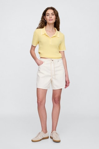 Shorts in jeans a vita alta - Bianco