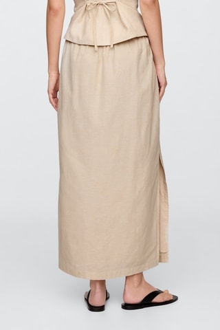 Gonna lunga in lino - Beige