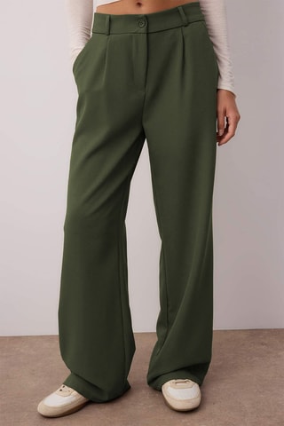 Pantalon wide legs taille haute - Kaki