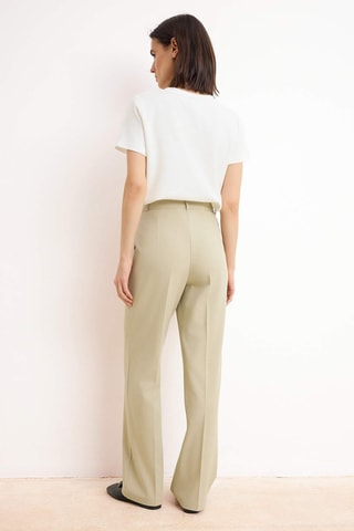 Pantalón straight tiro alto - Topo