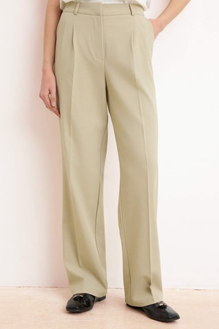 Pantalón straight tiro alto - Topo