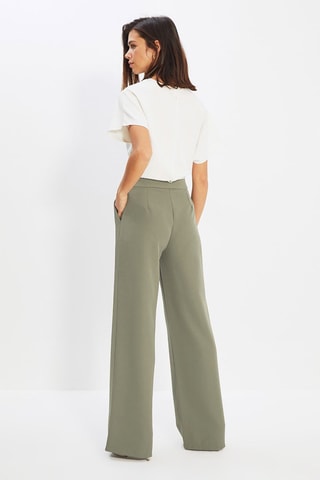 Pantalon wide legs taille haute - Kaki