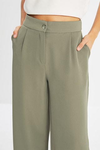 Pantalon wide legs taille haute - Kaki