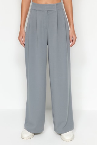 Pantalón wide leg de tiro alto - Gris claro