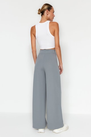 Pantalón wide leg de tiro alto - Gris claro