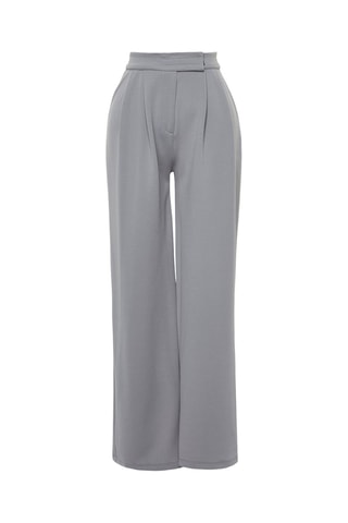 Pantalón wide leg de tiro alto - Gris claro