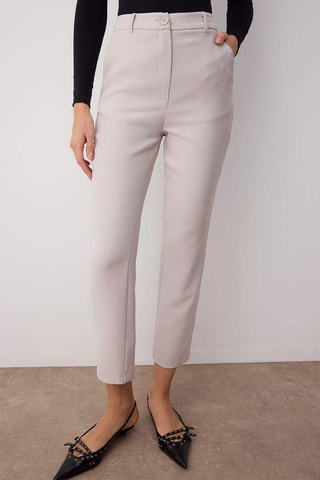 Pantalón pitillo de tiro alto - Gris claro