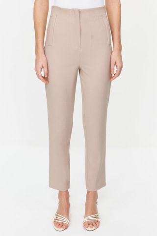 Pantalón pitillo de tiro alto - Topo