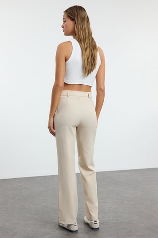 Pantalón straight tiro alto - Topo