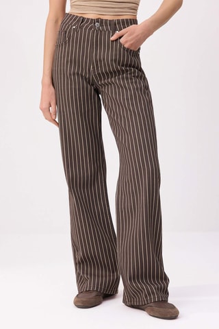 Pantalón wide leg de tiro alto - Marrón