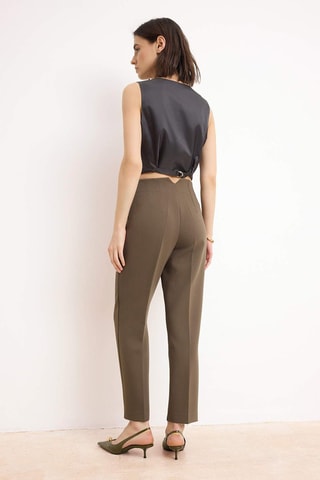 Pantalón pitillo de tiro alto - Topo