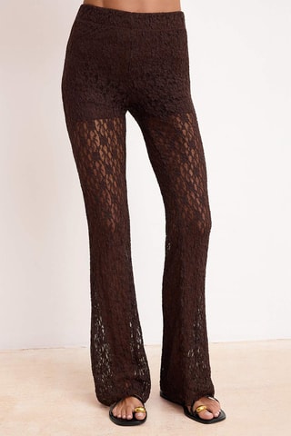 Pantalón flare de encaje - Marrón