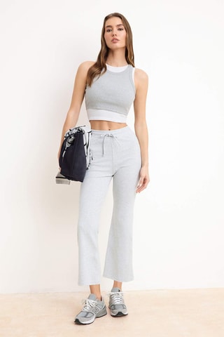 Pantalón wide leg - Gris claro jaspeado