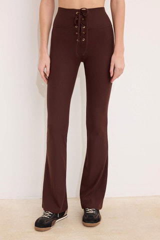 Pantalón flare de tiro alto - Marrón