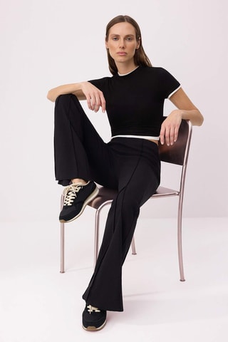 Pantalón flare de tiro alto - Negro