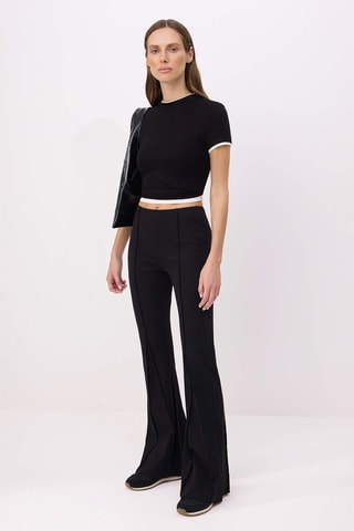 Pantalón flare de tiro alto - Negro