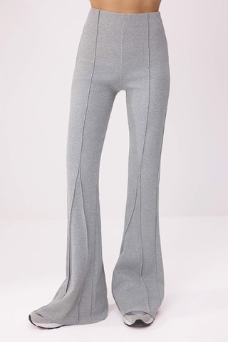 Pantalón flare de tiro alto - Gris claro jaspeado
