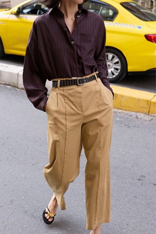 Pantalón barrel - Camel