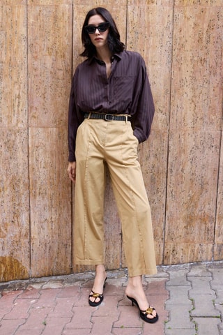 Pantalón barrel - Camel