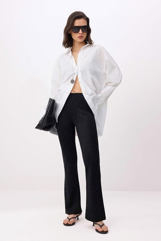 Pantalón flare de tiro alto - Negro