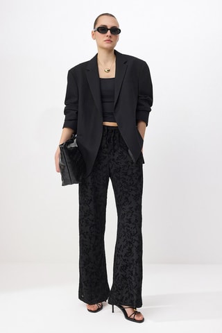 Pantalón wide leg de tiro alto - Negro