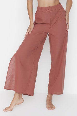Pantalón palazzo de tiro alto - Rojo teja