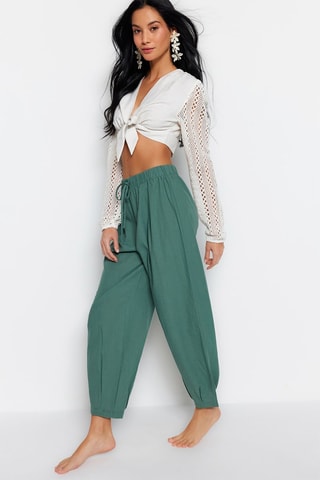 Pantalón de tiro alto - Caqui