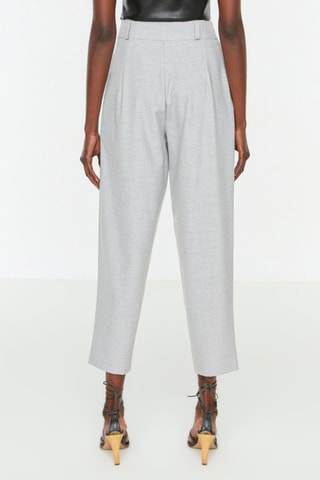 Pantalón carrot 7/8 de tiro alto - Gris claro jaspeado