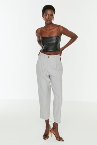 Pantalón carrot 7/8 de tiro alto - Gris claro jaspeado