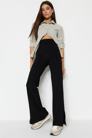 Pantalon flare taille haute Noir