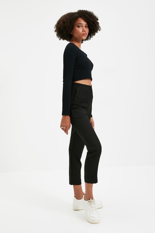 Pantalón slim fit 7/8 de tiro alto - Negro