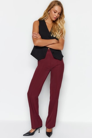 Pantalón recto de tiro alto - Burdeos