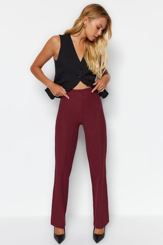 Pantalón recto de tiro alto - Burdeos