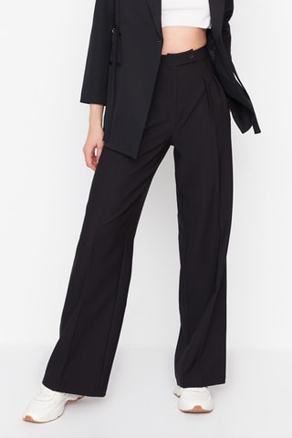 Pantalón wide leg de tiro alto - Negro