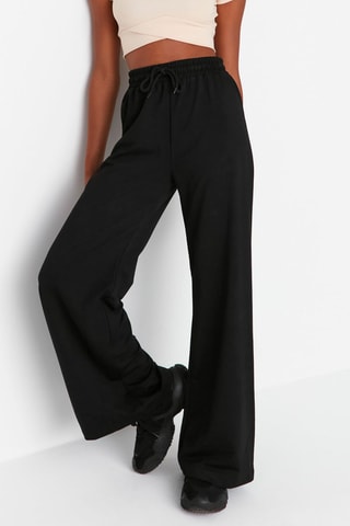 Pantalón wide leg de tiro alto - Negro