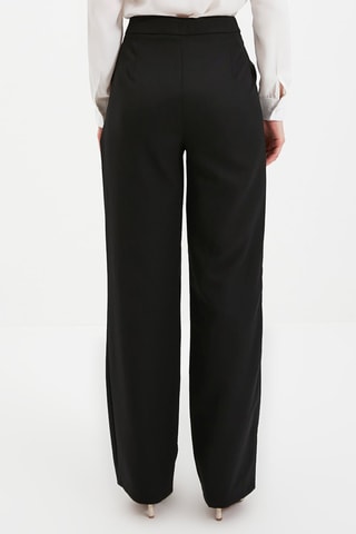 Pantalón recto de tiro alto - Negro