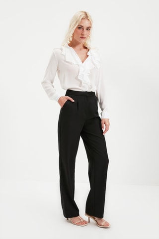 Pantalón recto de tiro alto - Negro