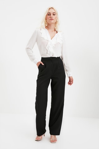 Pantalón recto de tiro alto - Negro