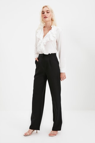Pantalón recto de tiro alto - Negro