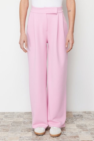 Pantalon wide legs taille haute - Rose poudré