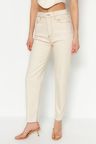 Vaquero mom slim fit de tiro alto - Crudo