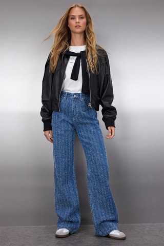 Vaquero wide leg de tiro alto - Azul