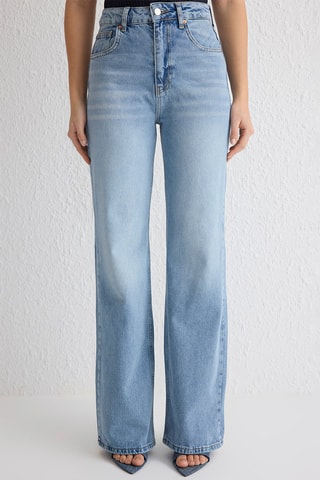 Vaquero wide leg de tiro alto - Celeste